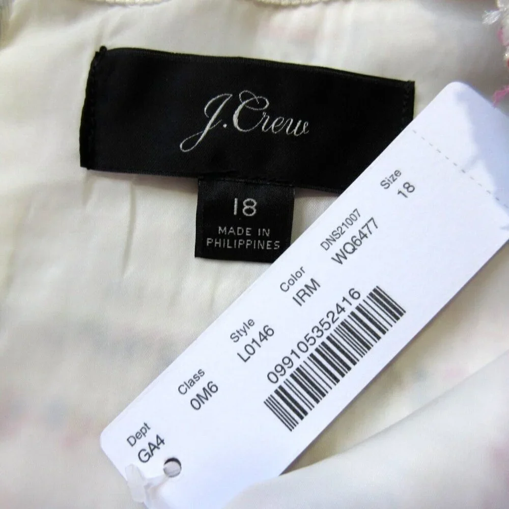 NWT J.Crew Sheath in Ivory Rainbow Multi Tweed Sleeveless Fringe Dress 18